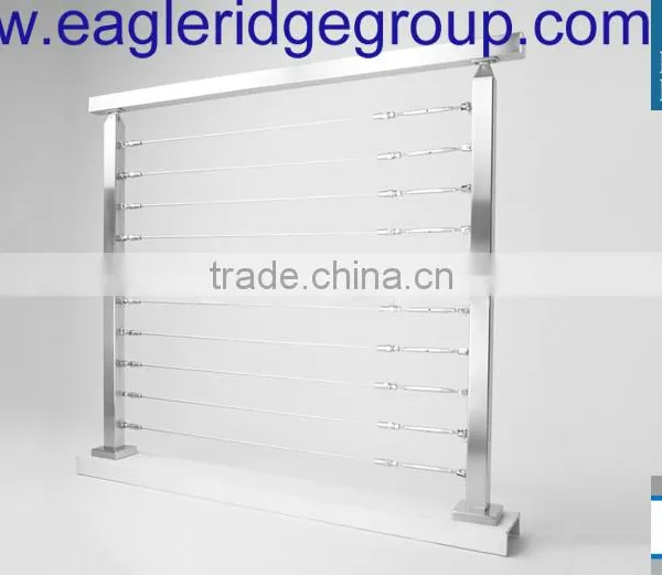 Stainless Steel Railing Systems Square End Post With Cable Tensioners