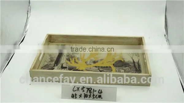 Lovely Style Wooden Glass Mirror Tray for Home Decorative photo-3