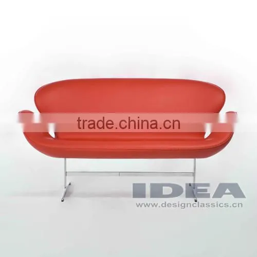 Replica Arne Jocabsen Swan Chair Loveseat - Red Genuine Leather