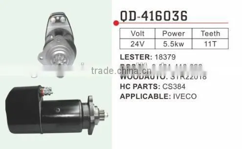 Iveco Starter Motor Lester 18379 Bosch 0-001-416-036 Woodauto STR22018 HC Parts CS384