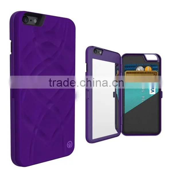 Colorful Matte Hard Case for IPhone 6 With pu Credit Card Slots, Accessary Mirror Case for IPhone 6 4.7" photo-3