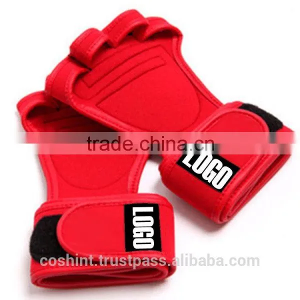 Workout Gloves Red Gym Wrist Wrap Weight Lifting Fitness Training Grip Strap Pad