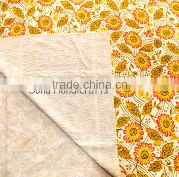 Indian Handmade Quilt Vintage Kantha Bedspread Throw Cotton Blanket Ralli Gudari photo-3