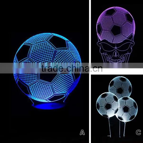 3D Optical Illusion Football Night Lamp Night Light 10 Colorful LEDs Ultra-thin Acrylic Light Panel AA Battery or DC 5V photo-3