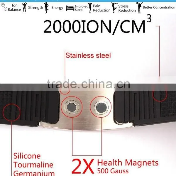 Noproblem P035 FDA Cool Man Germanium Scalar Charm Power Tourmaline Stainless Silicone Fashion Health Bracelet photo-3