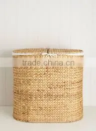 Seville Classics Water Hyacinth Oval Double Hamper, Hand-Woven
