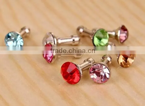 Fashion Flash Diamond Colorful Diamond Cell Phone Headset Dust Plug Dust Plug 3.5mm Universal photo-5
