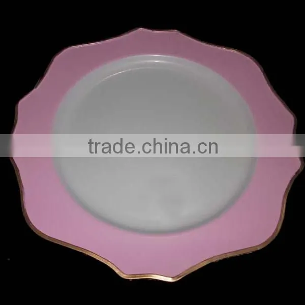 Hot Wedding Pink Charger Plate With Gold Rim