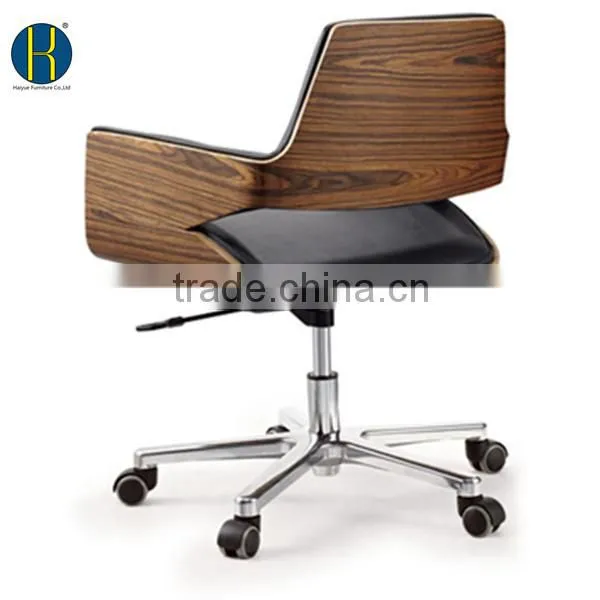 HY2008 Wholesale Leather Upholstery Revolving Chair With Wheels photo-2