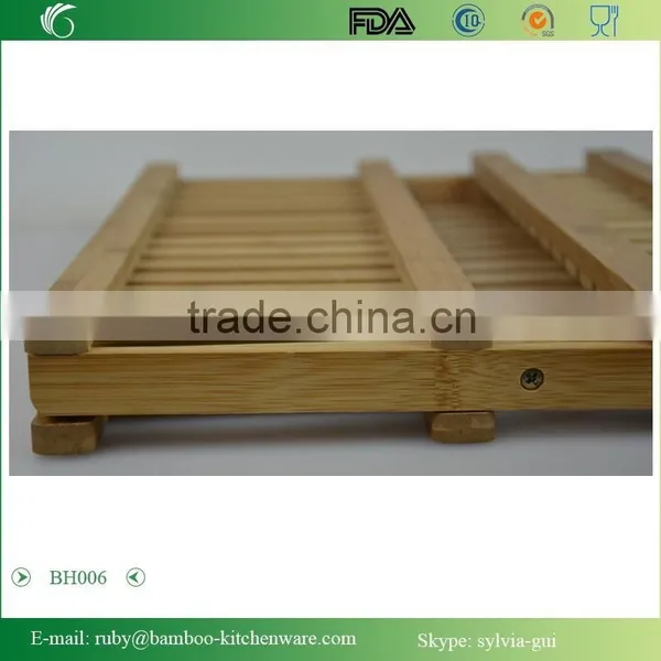 BH006/ Bamboo Compact Folding Dish Rack Holder for Palte and Mug photo-3