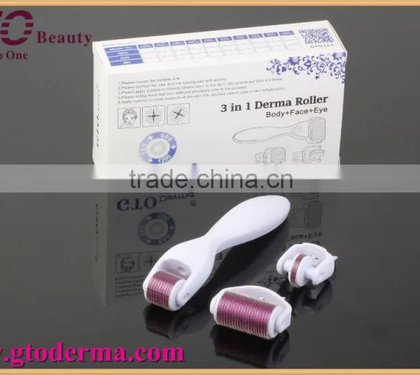 2016 Newest 3 In1 180+600+1200 Needle Derma Roller for Hair Loss Treatment photo-3