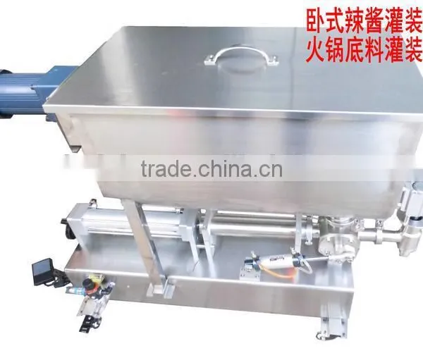 100L Volume Big Hopper With Mixer Chilli Sauce Filling Machine photo-2