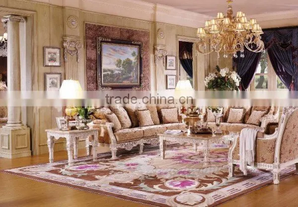 Palace Classic Hand Carved Wooden Upholstery Living Room Sofa Set Furniture(MOQ=1 SET) photo-4