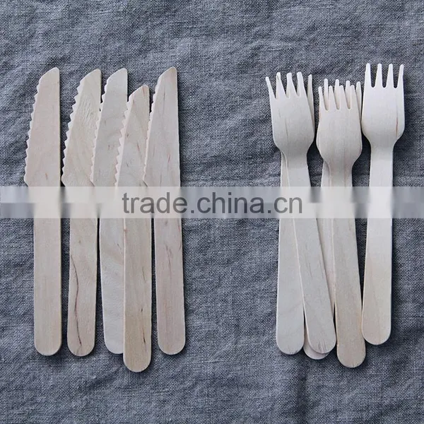 Cheap Food- Grade Biodegradable Birch Wood Cutlery Disposable Wood Spoon Knife and Fork photo-4