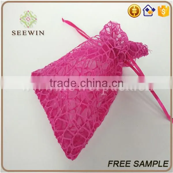 Sheer and Bright-colored Drawstring Mesh Bag photo-3