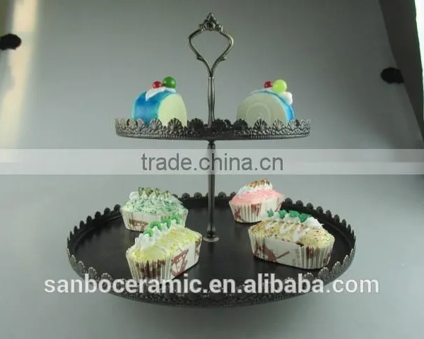 Factory Direct Price Two Tier Crystal Cake Stand Round Shape Metal Cake Stand photo-4