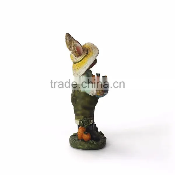 Garden Bunny Farmer Rabbit Resin Statue With Carrot photo-5