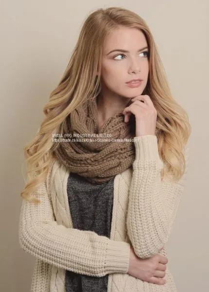Single Color Women Winter Knitted Infinity Circle Loop Scarf Wholesale photo-2