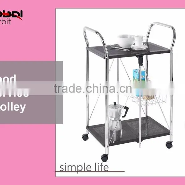 Kitchen Stainless Steel Serving Cart Food Wooden 3 Tier Shelf Rolling Wheels photo-5