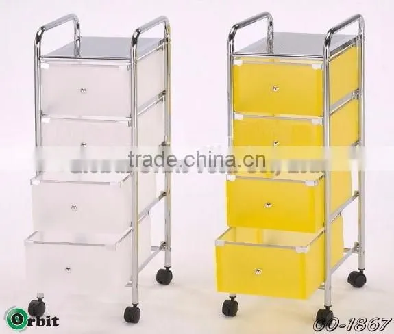 Colorful Storage Drawer Cart With Wheels, 3 Tier Storage Plastic Box Trolley photo-3