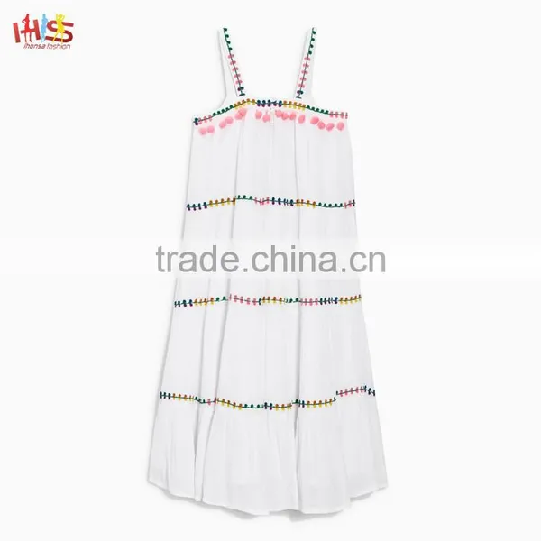 Latest Chirdren Frocks Designs White Embellished Girl Maxi Dress photo-3