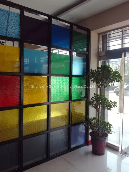 4mm 5mm Green, Blue, Red,yellow Color Decorative Art Glass,Emboossed Glass photo-2