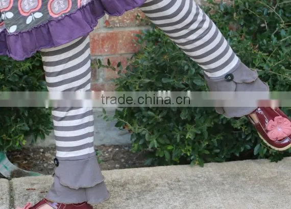 Ruffle Baby Girls Cotton Stripe Pants Kids Leggings Plain Ruffle Pants photo-2