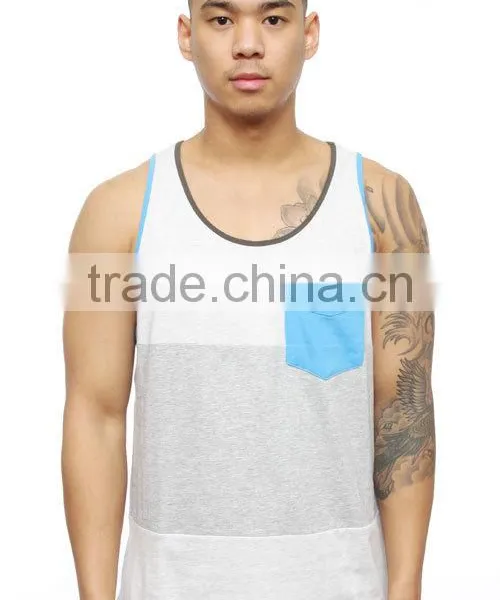 Custom Cheap Cotton Men's Tank Top With Pocket,stripe Tank Top photo-2