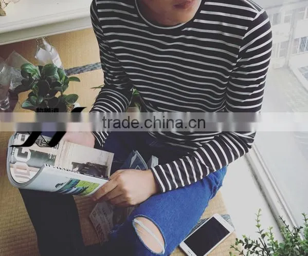 Men Stripe Long Sleeve Cheap Tshirt photo-3