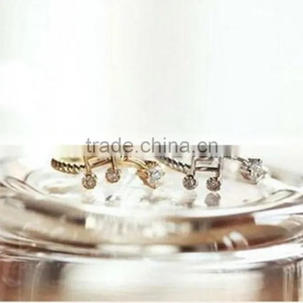 Rhinestone Music Note Openings Adjustable Midi Finger Knuckle Rings Jewelry photo-5