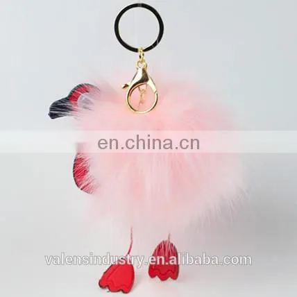 Cute Fluffy Faux Fur 24 Hour Pom Pom Bird Shape Keychain for Girls' Gift Hand Bag Accessories Car Pendant photo-3