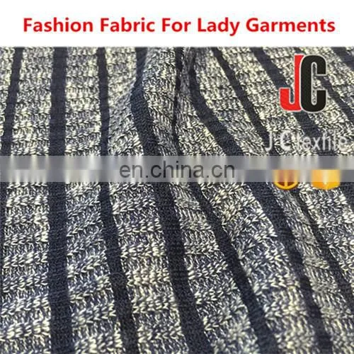 Shaoxing Knit Market T/R Melange Spandex Knit Stripe Elastic Fabric photo-2