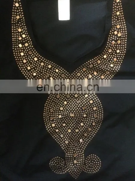 Black Color Lycra Burkha With Golden Diamond Stone Work / New Arrival in Islamic Style Abaya (dubai Abaya 2017) photo-2