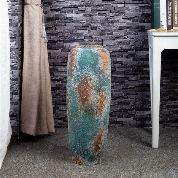 Retro American Countryside 0.5 0.6 0.7 Meter Large Green Ceramic Vase For Home Study Decor photo-4