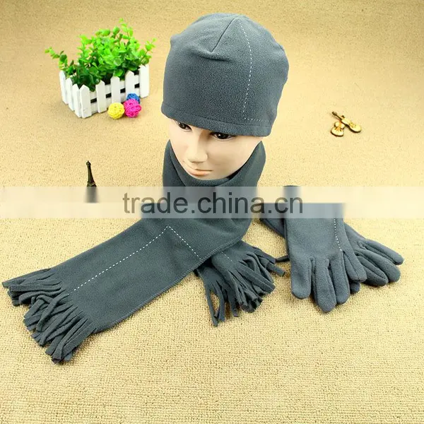 2016 Fashion Two-pieces Poral Fleece Hat & Scarf & Glove Sets photo-3