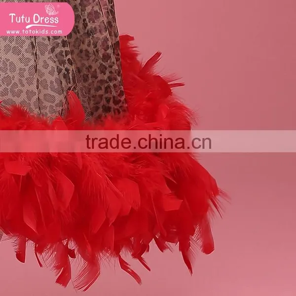 Luxury Black Red Ball Gown Feather Cupcake Pageant Dress For Girl photo-6