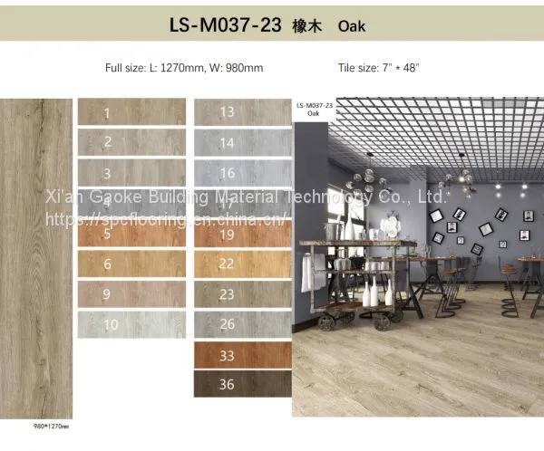 GKBM LS-M037-23 Green High Abrasion Anti-slip Waterproof Click Oak Stone Vinyl Composite SPC Flooring photo-4
