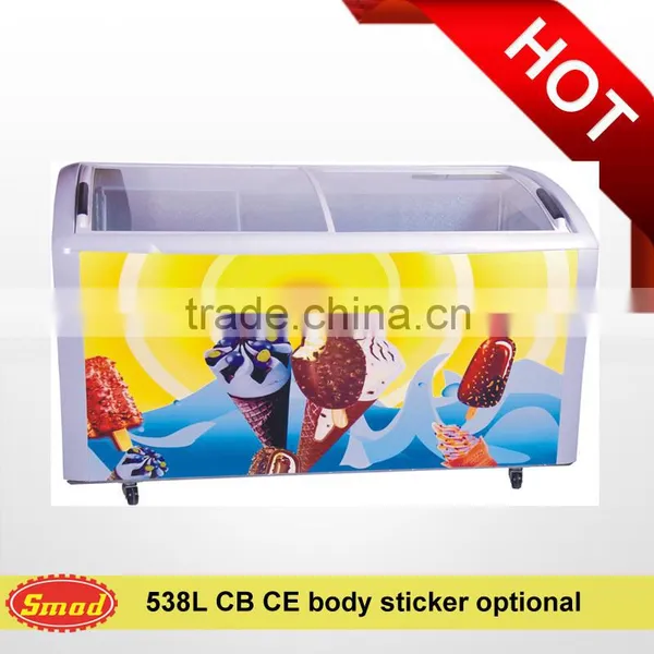 378L 220v&110v Mobile Glass Door Chest Deep Freezer photo-2