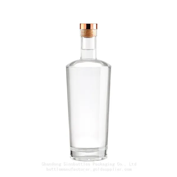 750 ML 620g Customized Round Shape Super Flint Glass Bottle for Vodka Gold Supplier SinoBottles Packaging