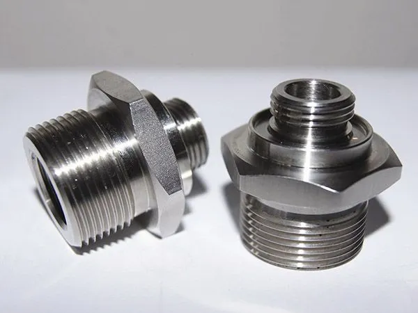 High Precision CNC Turning Stainless Steel Parts Custom Reducing Double External Thread Hydraulic Pipe Fitting With OEM ODM Service photo-1