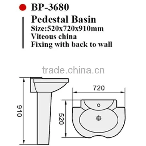 BP-3680 Modern Bathroom Design, Modern Quality Basin Pedestal, Bathroom Ceramic Hand Wash Sink Bash Bowl photo-3