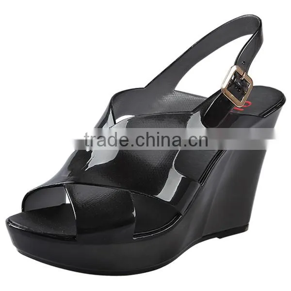 2014 Fashion Candy Color Sandals Transparent Jelly Shoes Fish Mouth Wedges Sandals photo-3