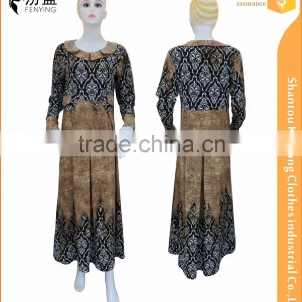 Milk Silk Newest Model Hot Sales Islamic Fashionable Max Dress With Ruffle on Neck