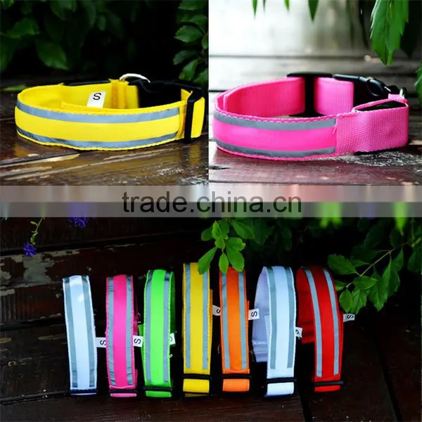 Puppy Pets Dogs Striped Mesh LED Night Flashlight Collar S-XL photo-2