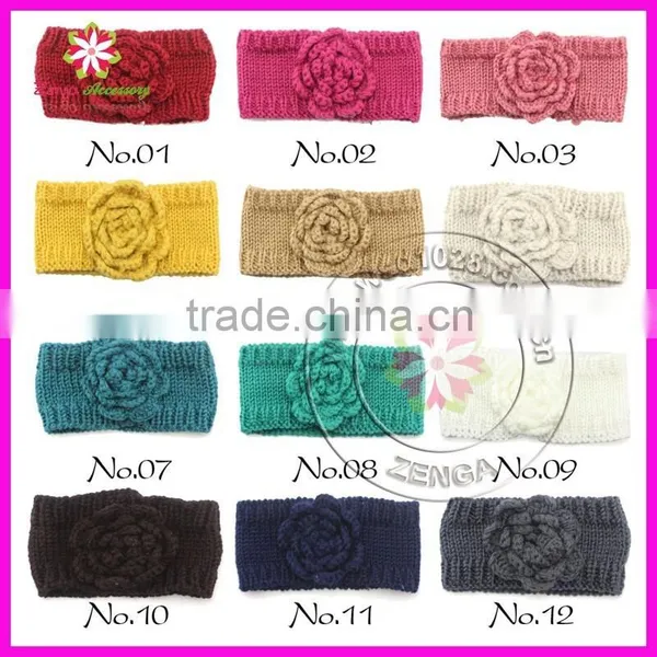 Winter Flower Knit Crochet Headwrap Headband Ear Warmer Headwear Wrap Hairband photo-2