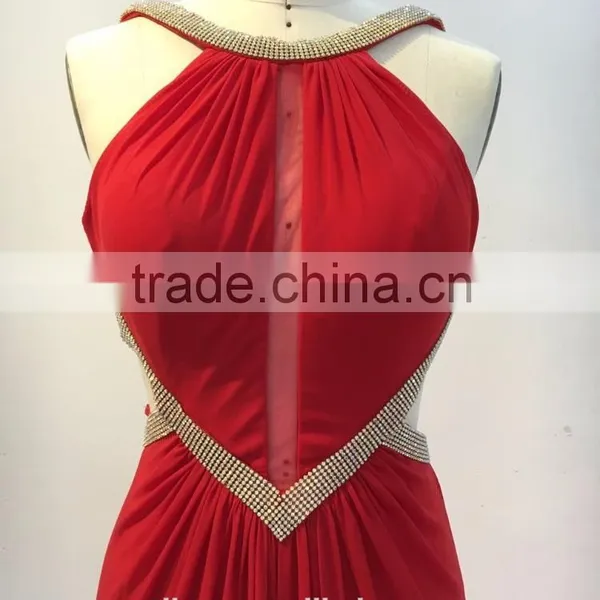 Luxury Elegant Backless Red Long Chaozhou Evening Dress photo-3