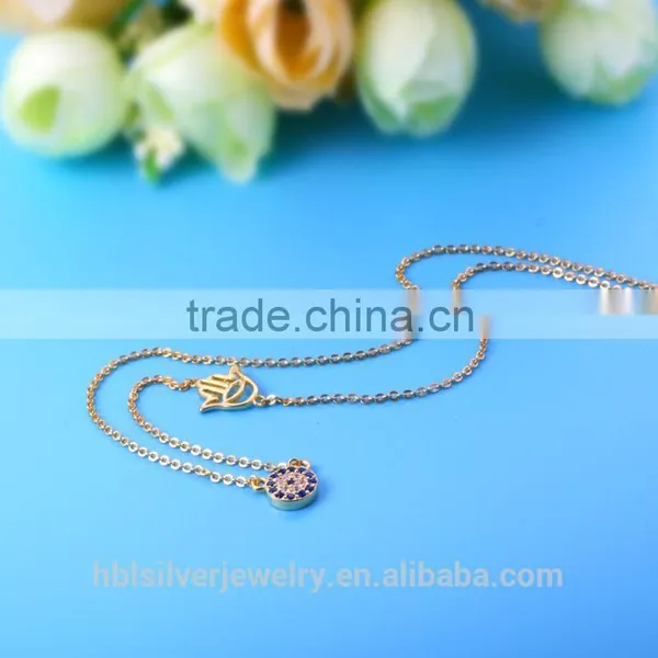 2017 Latest 925 Sterling Silver Jewelry Necklace With Gold Plating photo-2