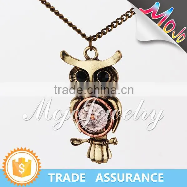 Yiwu Market Best Selling Cute Steampunk Owl Clock Shaped Necklaces Quality Choice photo-4