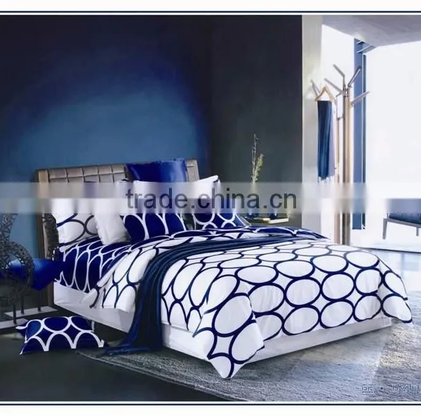 Microfiber Brushed Disperse Bedding Set Blue White Duvet Cover Set photo-2