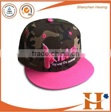 Custom Metal LOGO Camo Sanpback Cap, 3D Embroidery Camouflage Pattern Flat Brim Cap Most Popular photo-6